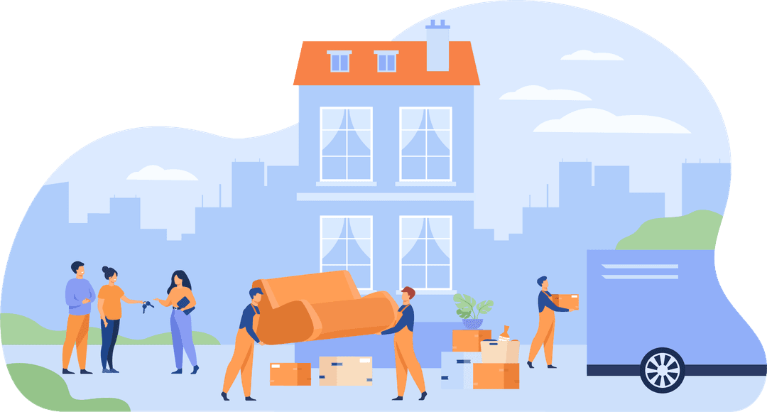 Couple handing over keys to moving agent