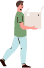 Person carrying a moving box